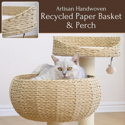 New Paper Rope Natural Bowl Shaped with Perch Cat Tree…