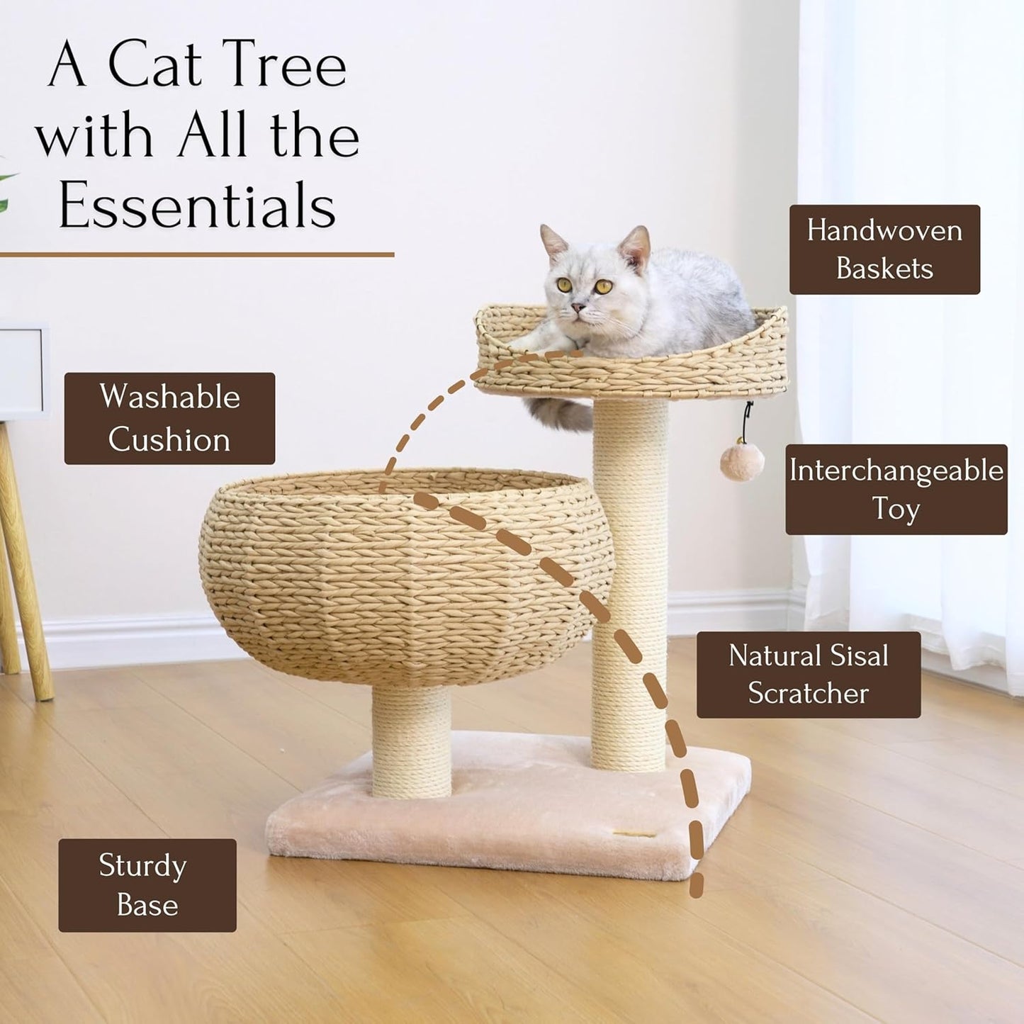 New Paper Rope Natural Bowl Shaped with Perch Cat Tree…